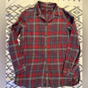 Madewell Plaid Button Down Top XS Red, Blue, Cream